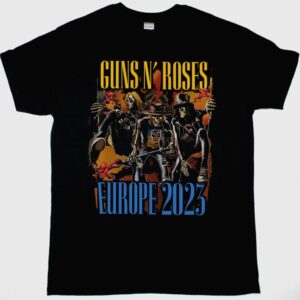 GUNS N ROSES EUROPE 2023 TOUR NEW BLACK T SHIRT