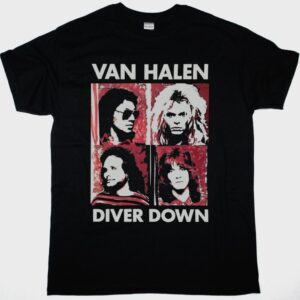 VAN HALEN DIVER DOWN BAND NEW BLACK T SHIRT